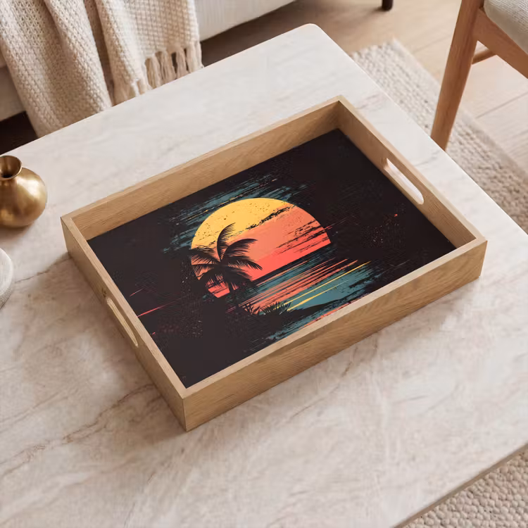 Dienblad - Strand - Minimalistisch - Zon - Oranje — 2