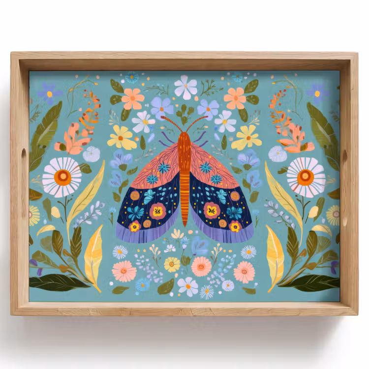Dienblad - Vlinder - Sierlijk - Bloemen - Bladeren — 1