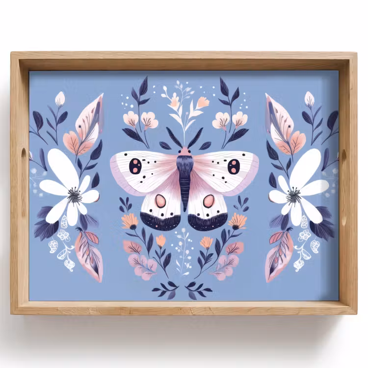Dienblad - Vlinder - Vleugels - Stippen - Bloemen — 1