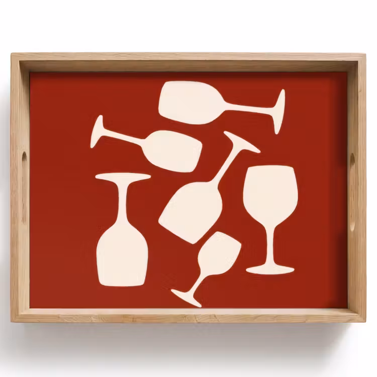Dienblad - Wijnglazen - Silhouetten - Wit — 1