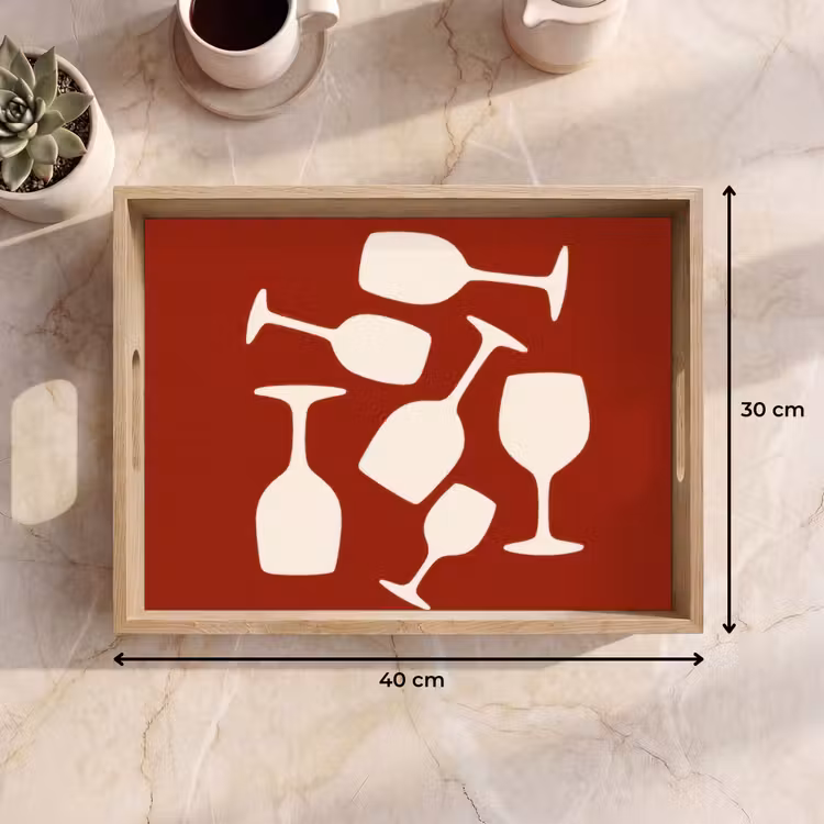 Dienblad - Wijnglazen - Silhouetten - Wit — 9