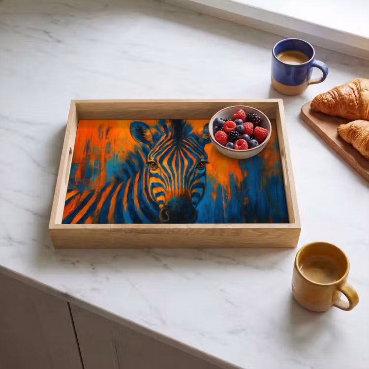 Dienblad - Zebra - Abstract - Blauw — 4