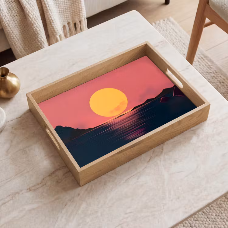Dienblad - Zon - Geel - Bergen - Water — 2