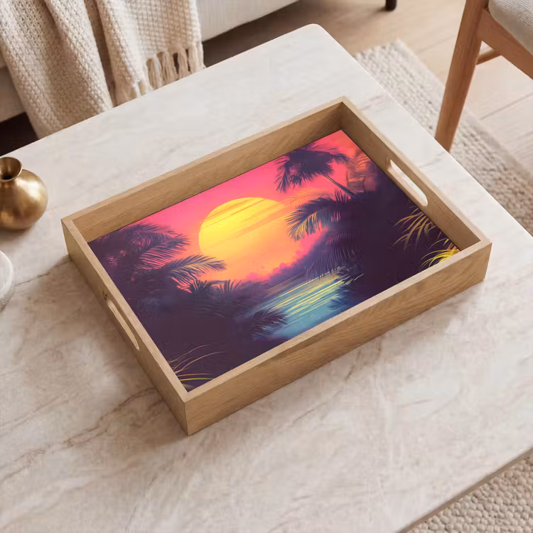 Dienblad - Zon - Geel - Palmbomen - Tropisch — 2