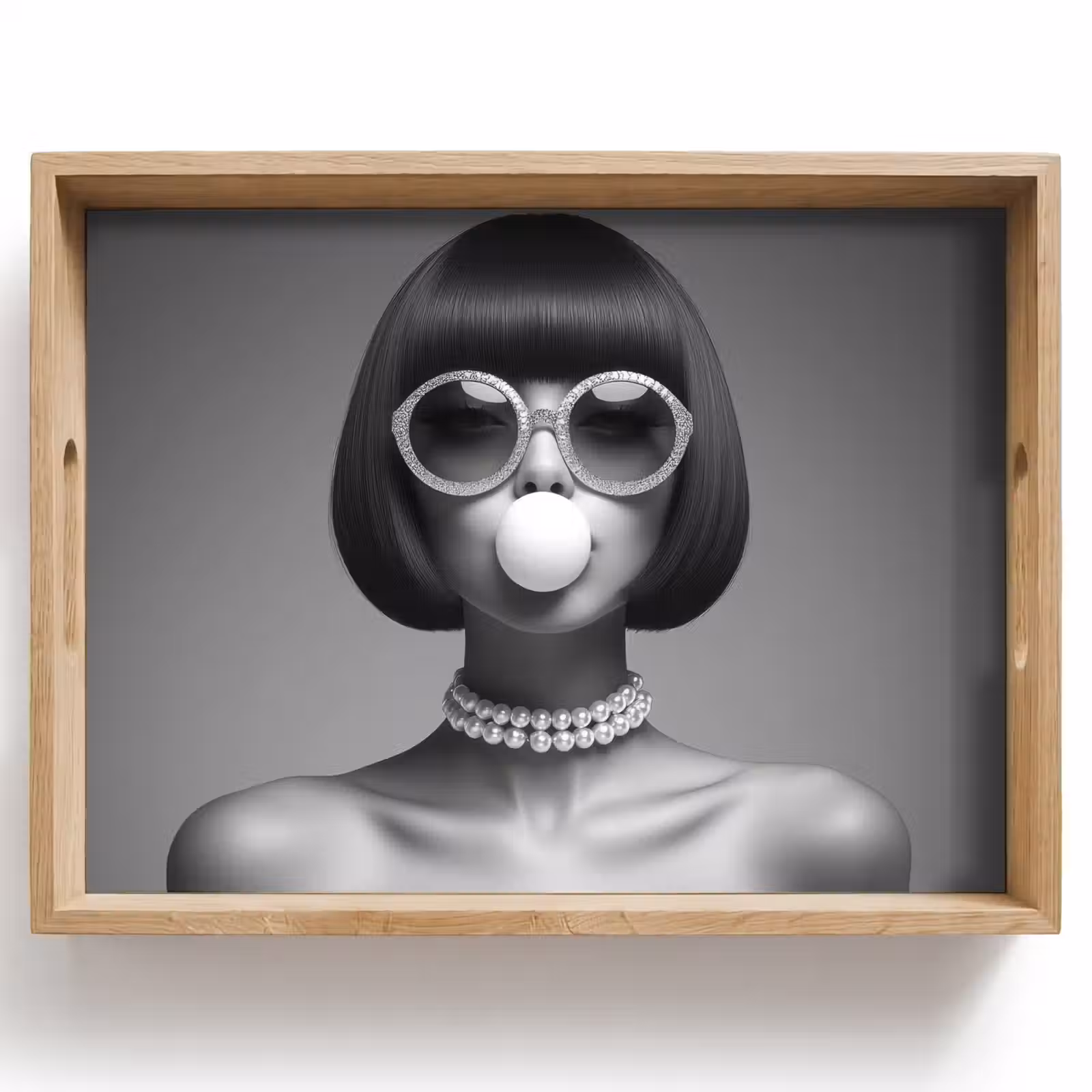 Dienblad - Vrouw - Zwart Wit - Ketting - Zonnebril — 1