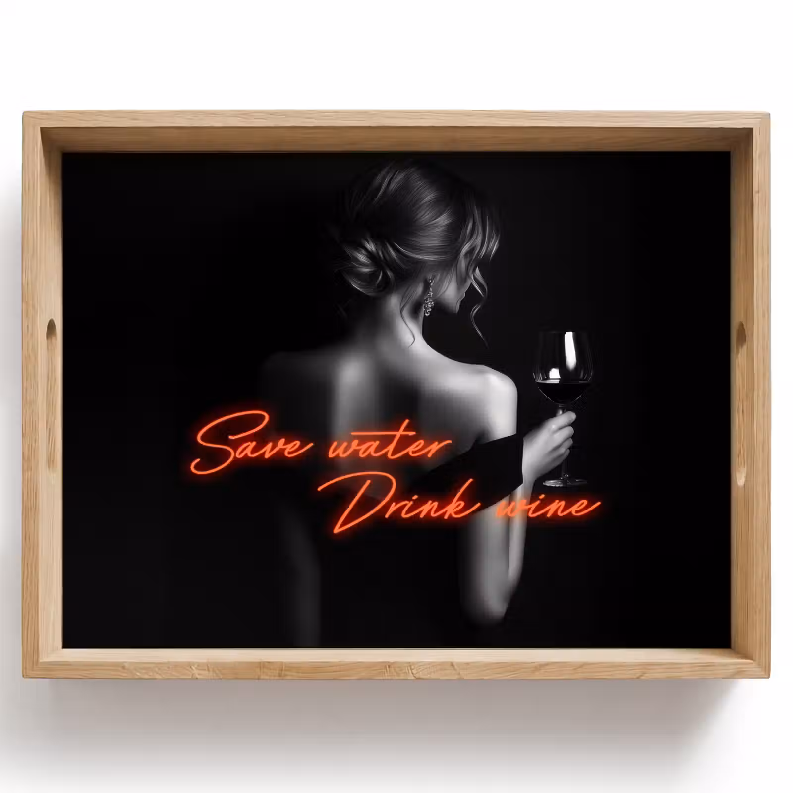 Dienblad - Wijn - Vrouw - Neon - Quote — 1
