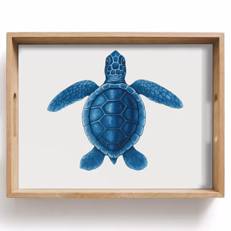 Dienblad - Schildpad - Blauw - Schild — 1