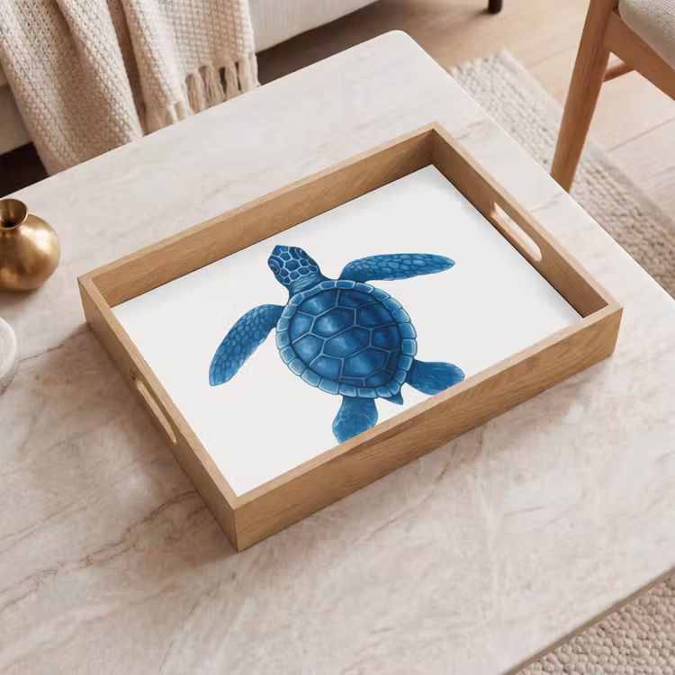 Dienblad - Schildpad - Blauw - Schild — 2