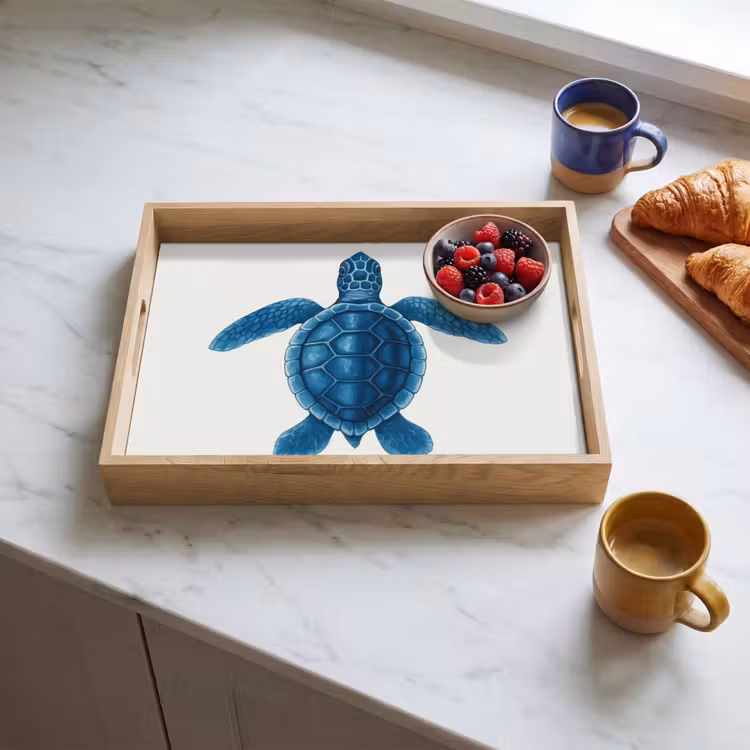 Dienblad - Schildpad - Blauw - Schild — 4