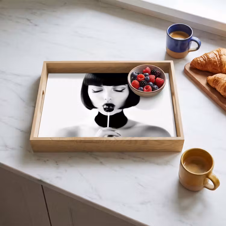 Dienblad - Vrouw - Lolly - Zwart - Wit — 4