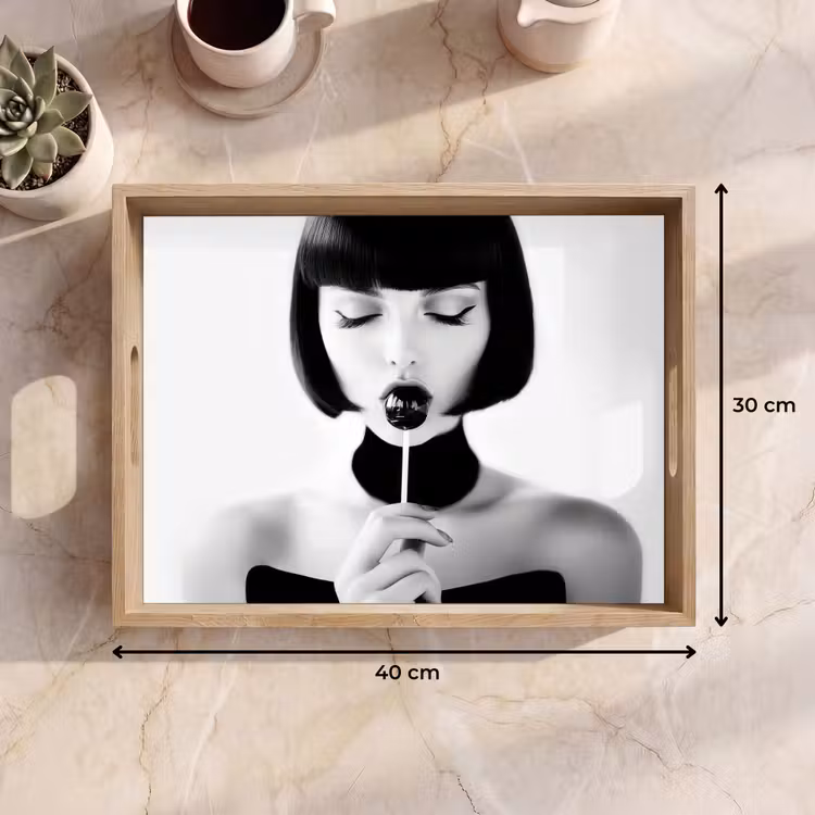 Dienblad - Vrouw - Lolly - Zwart - Wit — 9