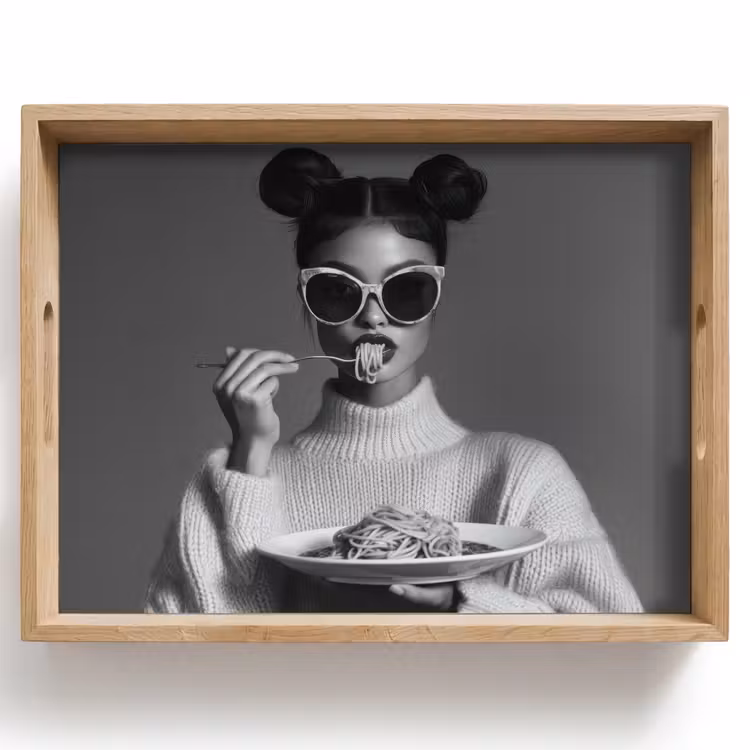 Dienblad - Vrouw - Pasta - Zonnebril — 1