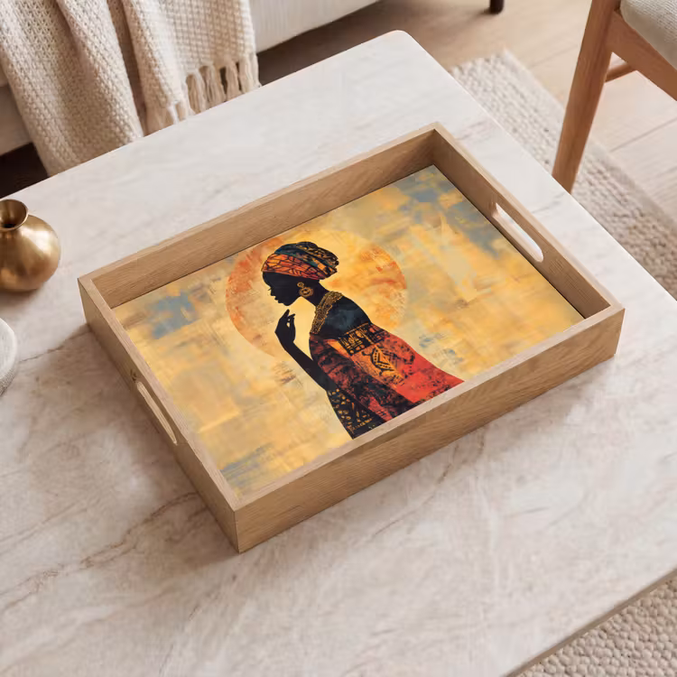 Dienblad - Vrouw - Silhouet - Patronen - Sierlijk — 2