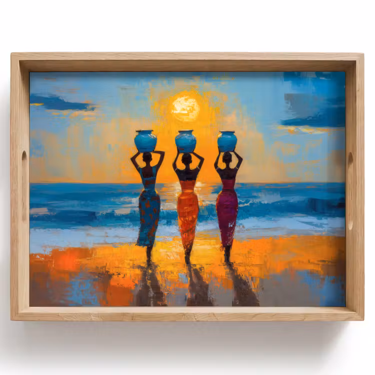 Dienblad - Vrouwen - Strand - Zondsondergang — 1