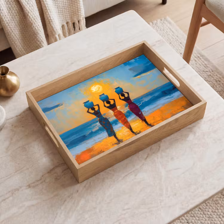 Dienblad - Vrouwen - Strand - Zondsondergang — 2