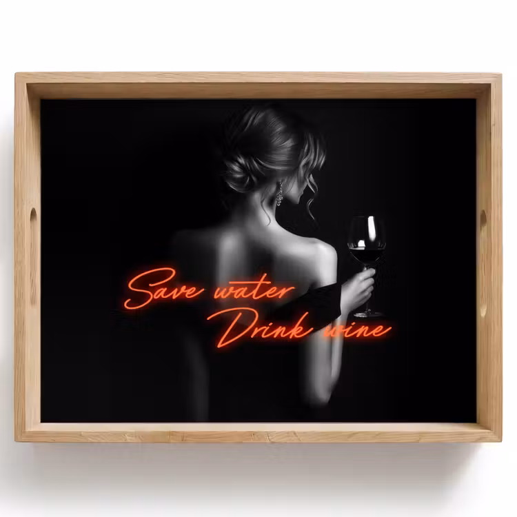 Dienblad - Wijn - Vrouw - Neon - Quote — 1