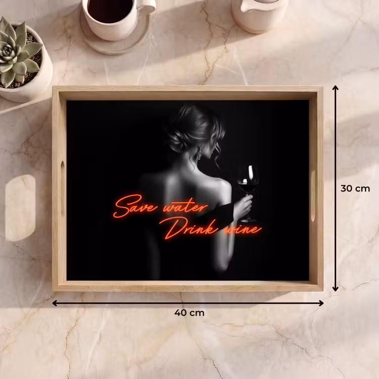 Dienblad - Wijn - Vrouw - Neon - Quote — 9