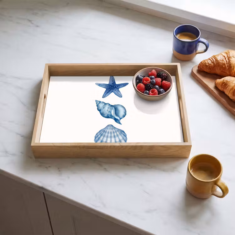 Dienblad - Zeester - Schelpen - Blauw — 4