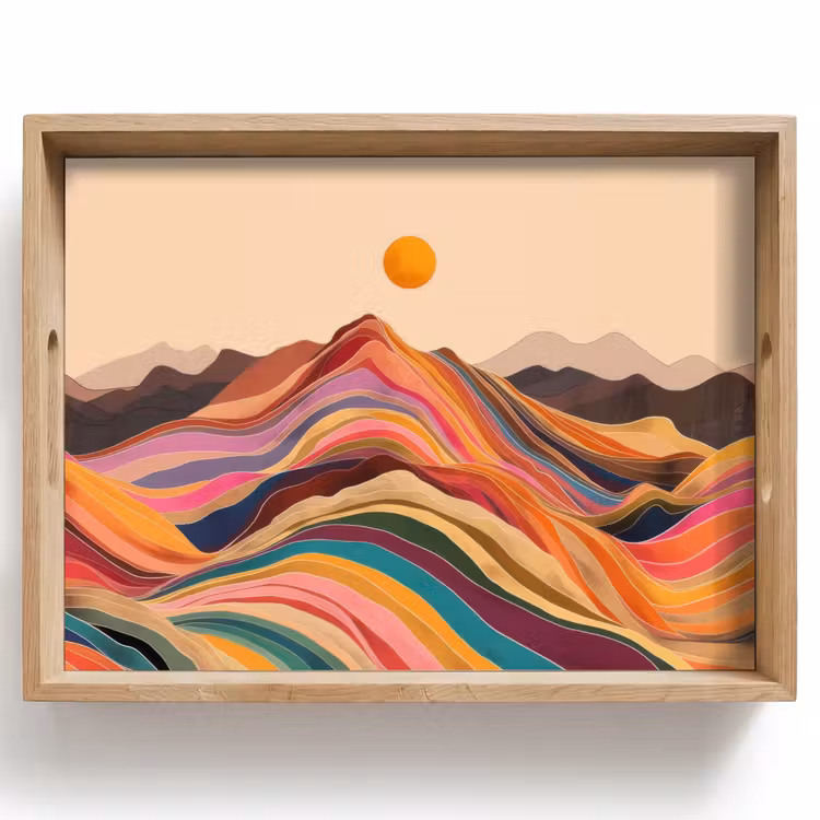 Dienblad - Zon - Kleurrijk landschap - Bergen — 1