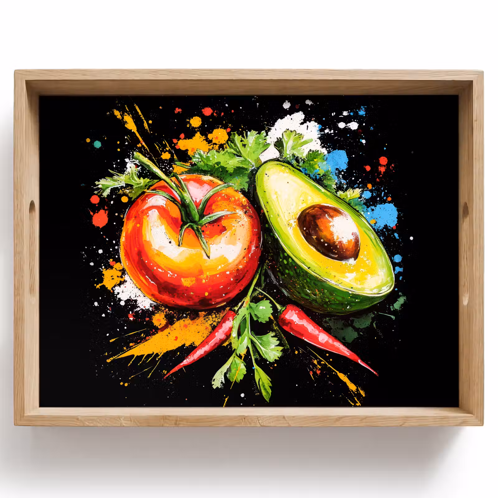 Dienblad - Tomaat - Avocado - Peper - Graffiti - Verf - Modern — 1