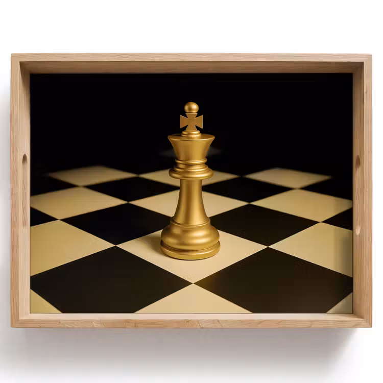 Dienblad - Schaakstuk - Koning - Schaakbord - Geblokt — 1