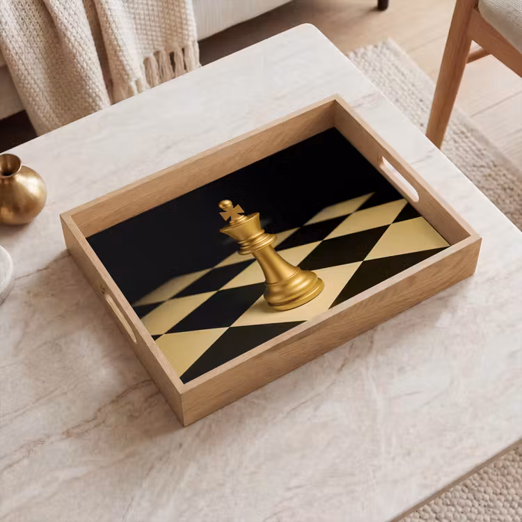 Dienblad - Schaakstuk - Koning - Schaakbord - Geblokt — 2
