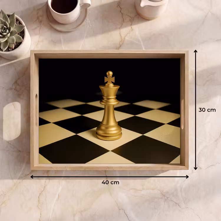 Dienblad - Schaakstuk - Koning - Schaakbord - Geblokt — 9