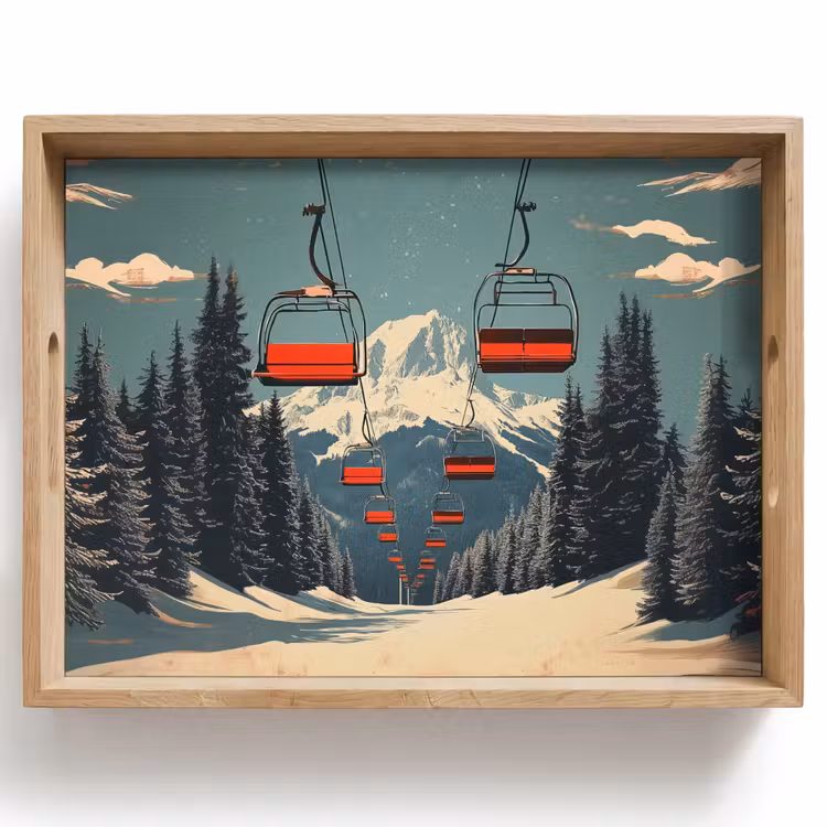 Dienblad - Sneeuw - Skilift - Rood - Bomen — 1