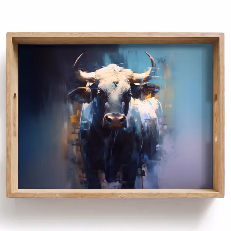 Dienblad - Stier - Zwart - Abstract - Horens — 1