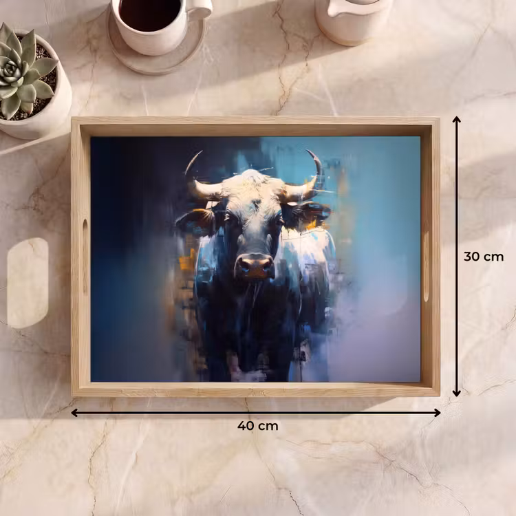 Dienblad - Stier - Zwart - Abstract - Horens — 9