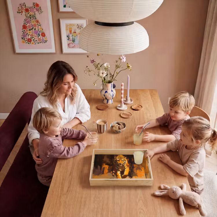 Dienblad - Tijger - Geschilderd - Oranje - Penseelstreken — 7