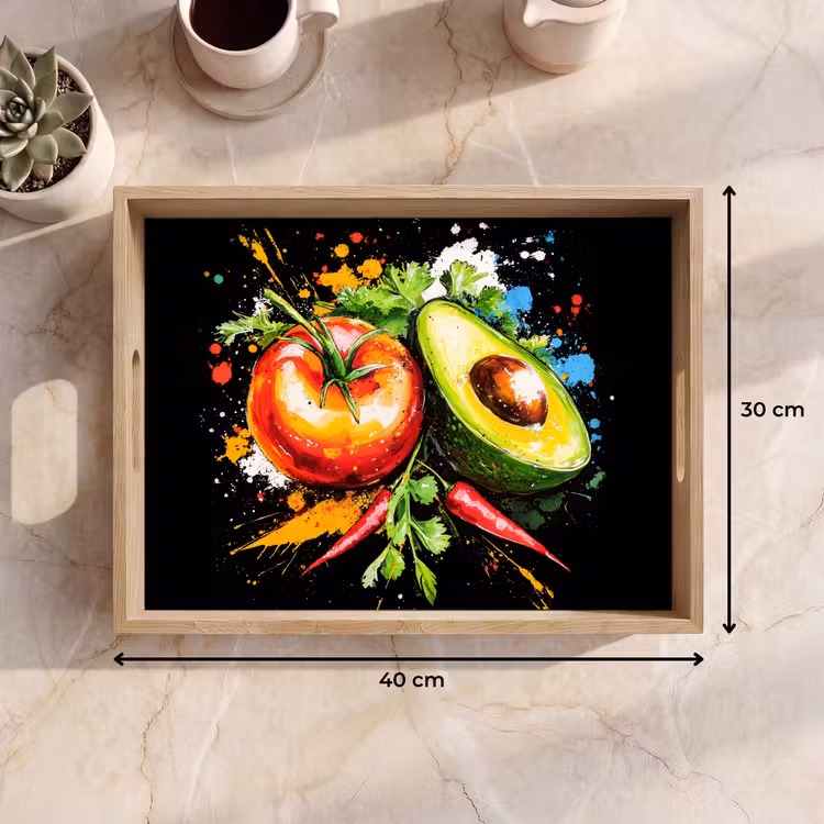 Dienblad - Tomaat - Avocado - Peper - Graffiti - Verf - Modern — 9
