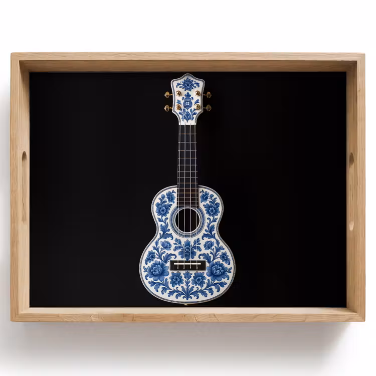 Dienblad - Ukelele - Delfts - Blauw - Muziek — 1