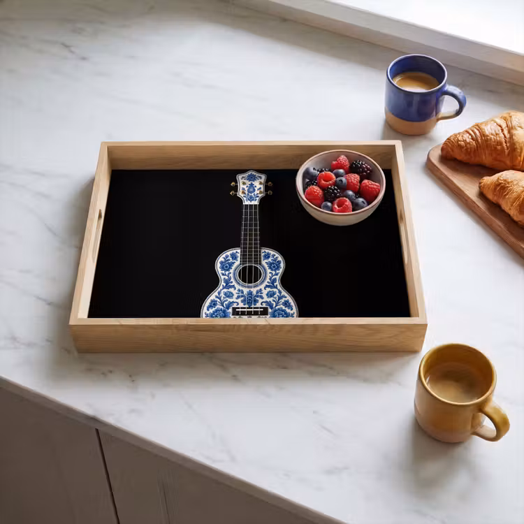 Dienblad - Ukelele - Delfts - Blauw - Muziek — 4