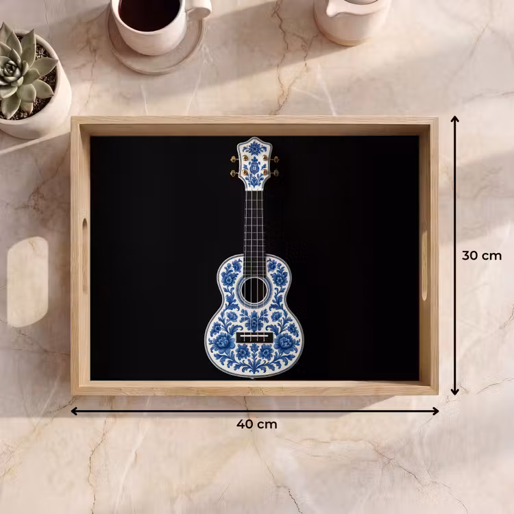 Dienblad - Ukelele - Delfts - Blauw - Muziek — 9