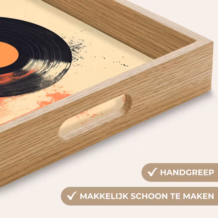 Dienblad - Vinylplaat - Zwart - Verfspatten - Retro — 5