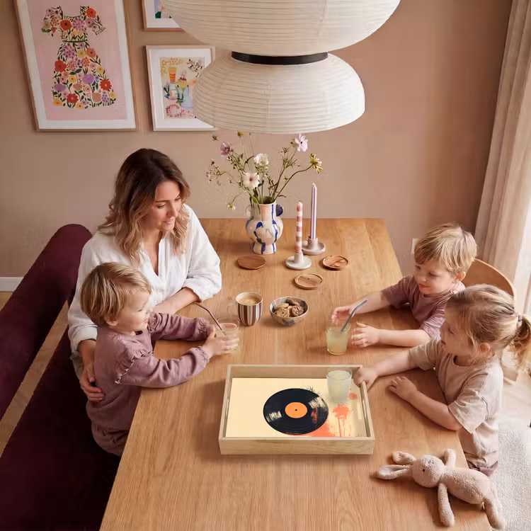 Dienblad - Vinylplaat - Zwart - Verfspatten - Retro — 7