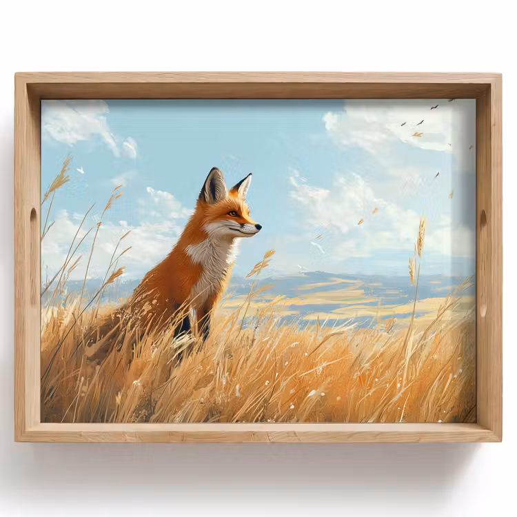 Dienblad - Vos - Gras - Wolken - Oranje — 1
