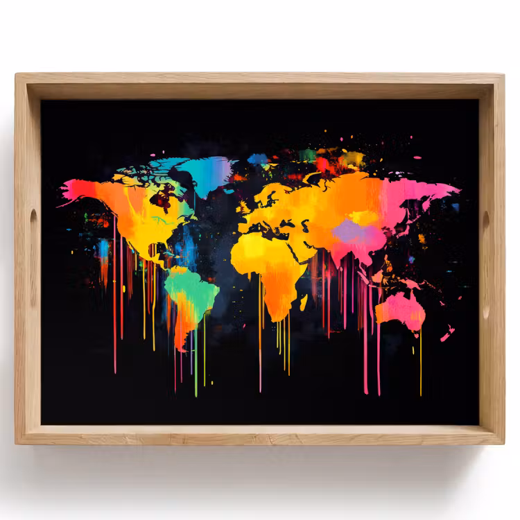 Dienblad - Wereldkaart - Verf - Kleurrijk - Graffiti - Wereld — 1