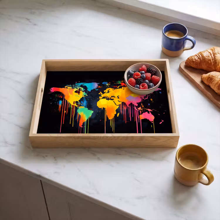 Dienblad - Wereldkaart - Verf - Kleurrijk - Graffiti - Wereld — 4