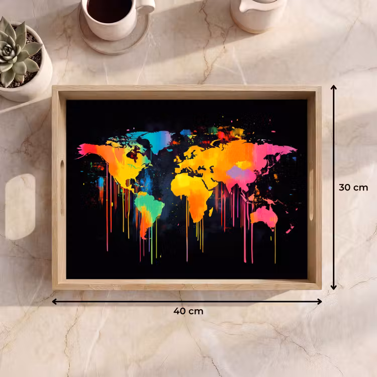 Dienblad - Wereldkaart - Verf - Kleurrijk - Graffiti - Wereld — 9