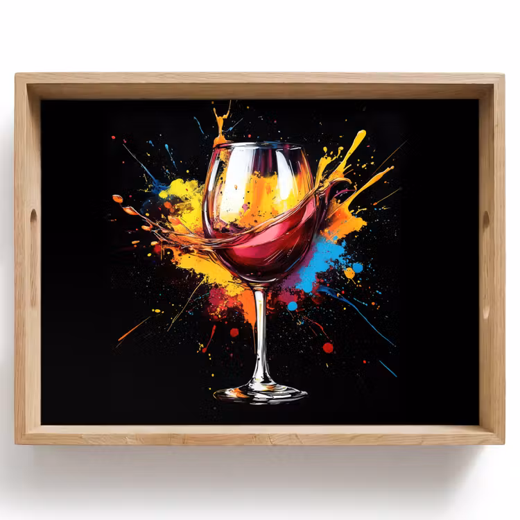 Dienblad - Wijn - Glas - Graffiti - Borrel - Rood - Verf — 1