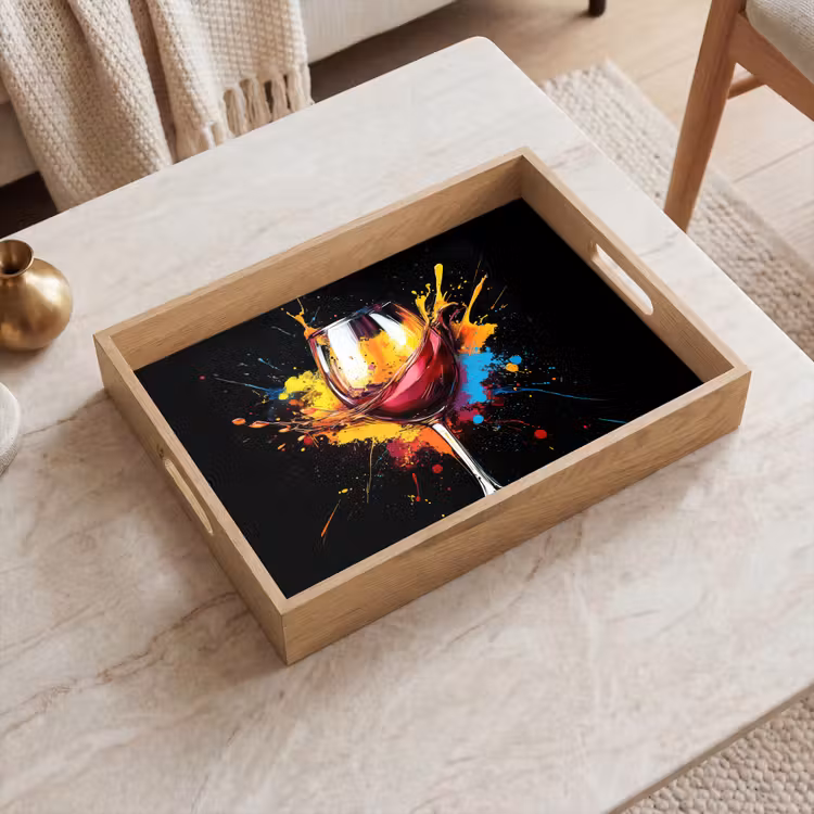 Dienblad - Wijn - Glas - Graffiti - Borrel - Rood - Verf — 2