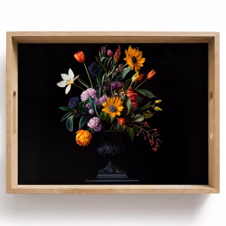 Dienblad - Zonnebloemen - Boeket - Kleurrijk — 1