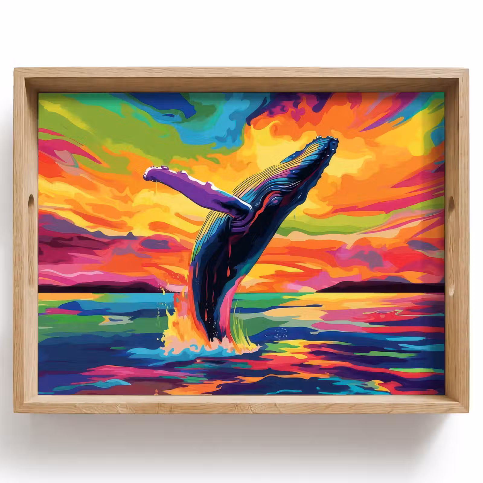 Dienblad - Zonsondergang - Walvis - Geschilderd - Kleurrijk — 1