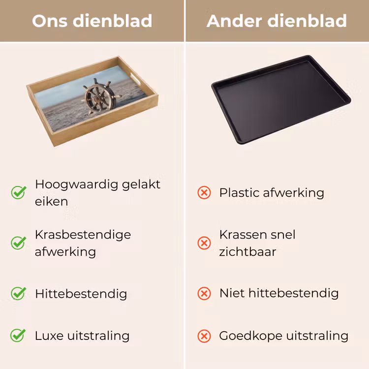 Dienblad - Scheepsstuur - Hout - Bruin - Zand — 3