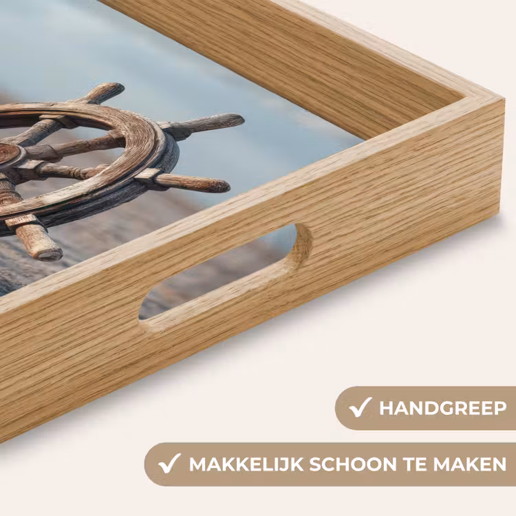 Dienblad - Scheepsstuur - Hout - Bruin - Zand — 5