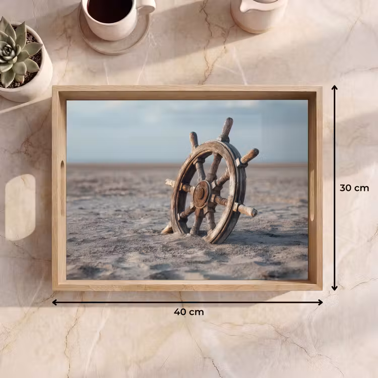 Dienblad - Scheepsstuur - Hout - Bruin - Zand — 9
