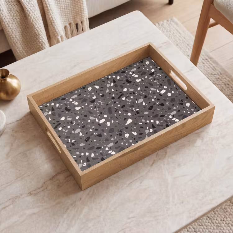 Dienblad - Terrazzo - Patroon - Grijs — 2