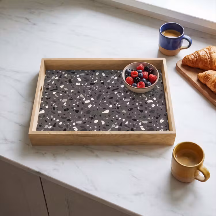 Dienblad - Terrazzo - Patroon - Grijs — 4